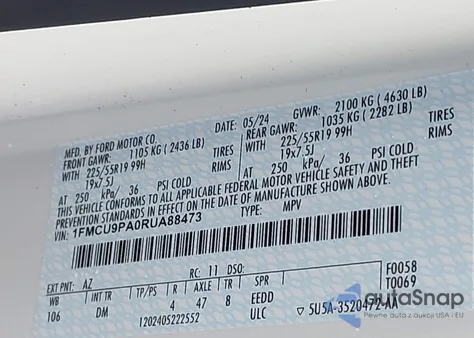 2024 Ford Escape St-Line Elite from USA, damaged, VIN 1FMCU9PA0RUA88473